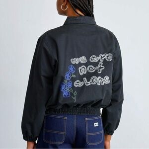 OBEY Garden Blouson Jacket in Digital Black Floral Embroidery Bomber Jacket